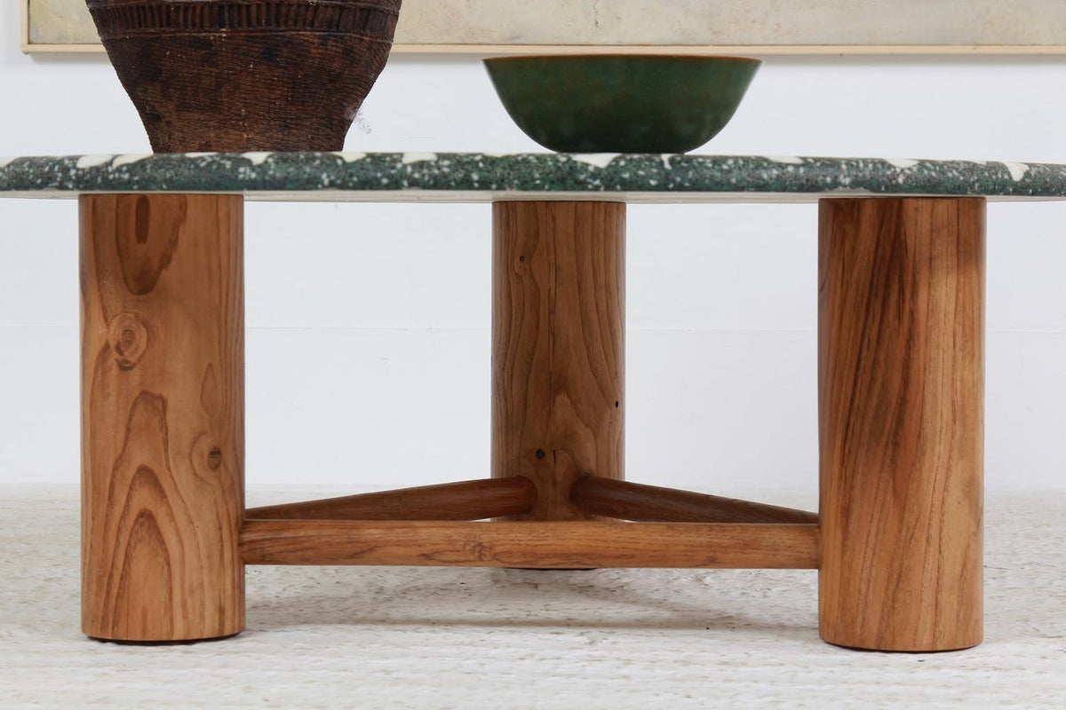 SUBLIME Circular  CHESTNUT COFFEE TABLE WITH TERRAZZO  TOP