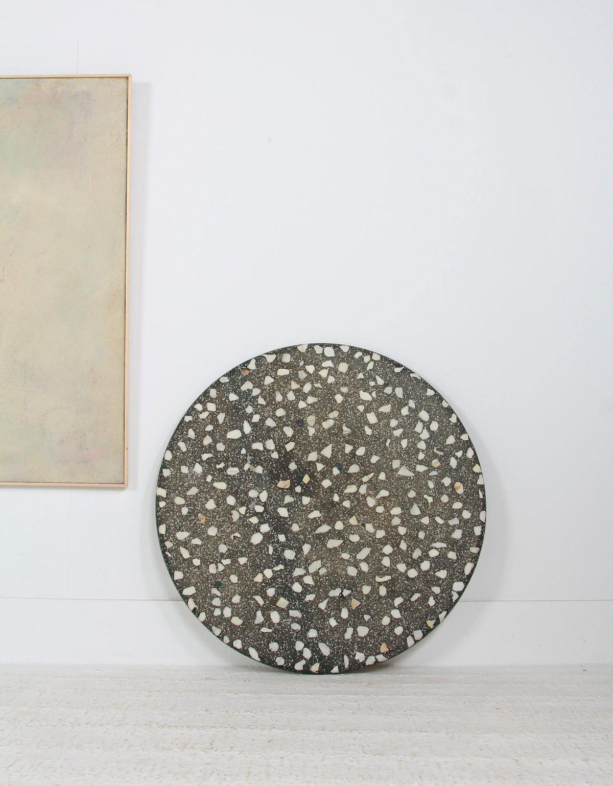SUBLIME Circular  CHESTNUT COFFEE TABLE WITH TERRAZZO  TOP