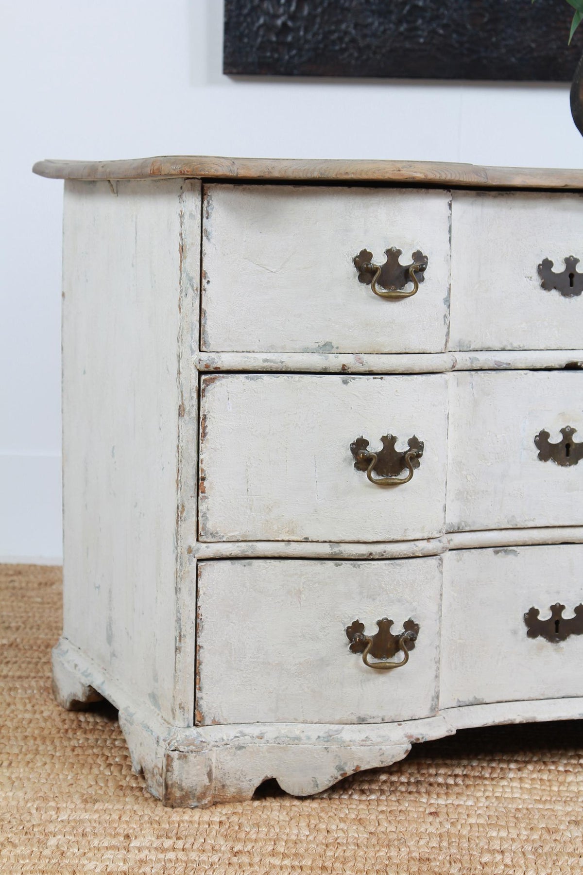 French 18th Century Painted Breakfront Three-Drawer Commode