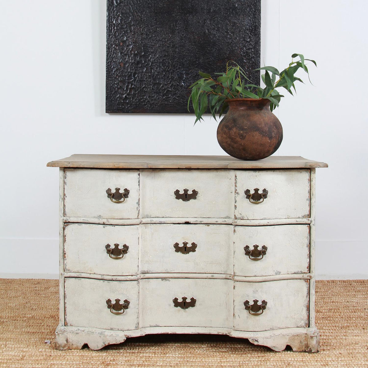 French 18th Century Painted Breakfront Three-Drawer Commode