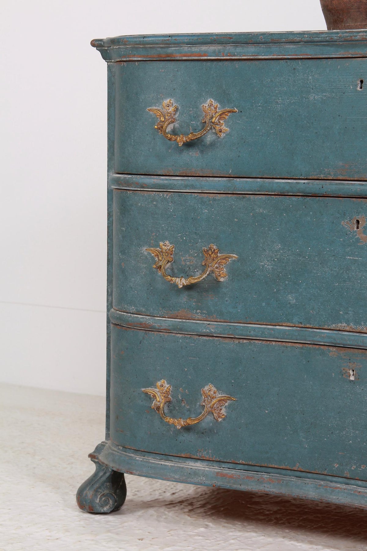 Striking Painted French 19thC  Serpentine Commode