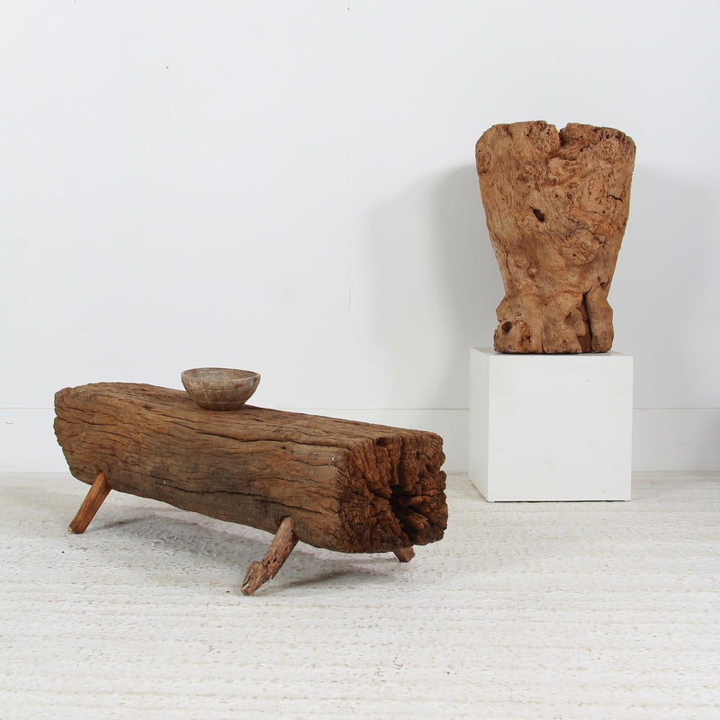 UNIQUE WABI SABI GNARLY TREE LOG BENCH OR COFFEE TABLE