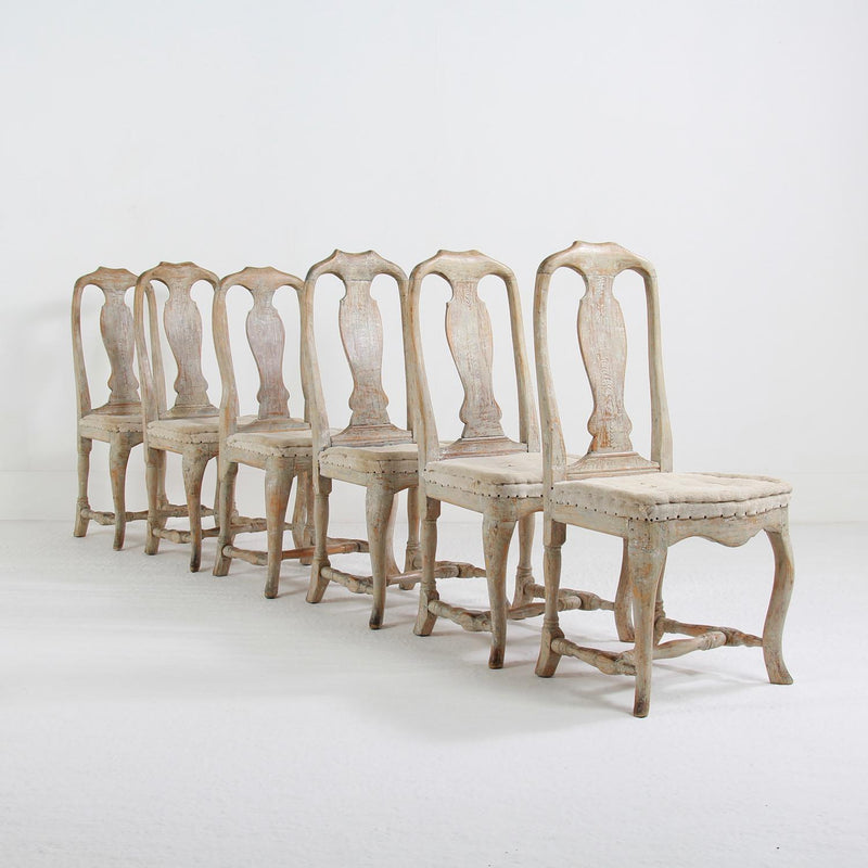 STRIKING SET OF SIX SWEDISH GUSTAVIAN PERIOD DINING CHAIRS