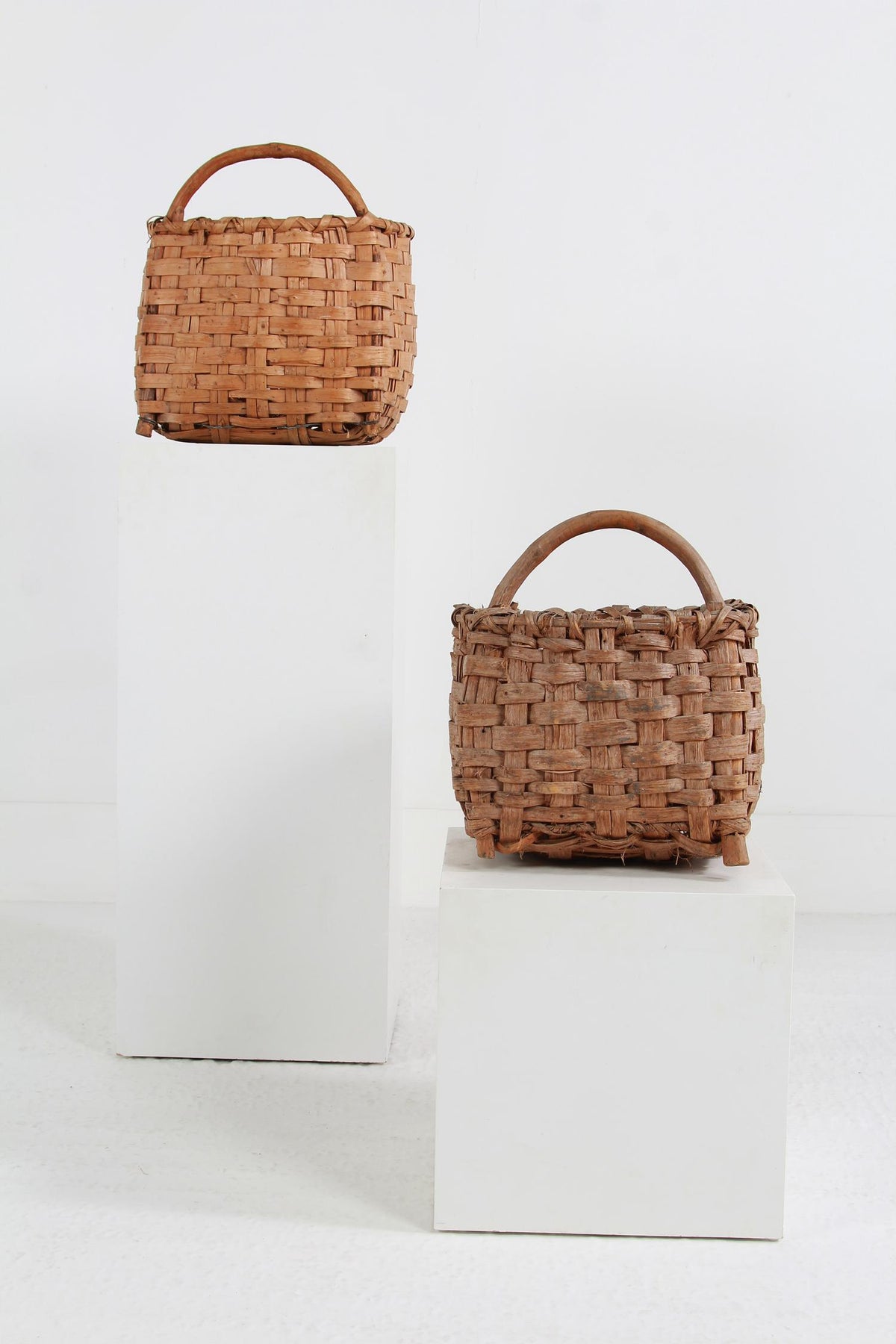 TWO SUPERBLY CRAFTED SWEDISH  SPLINT WOVEN BERRY BASKETS