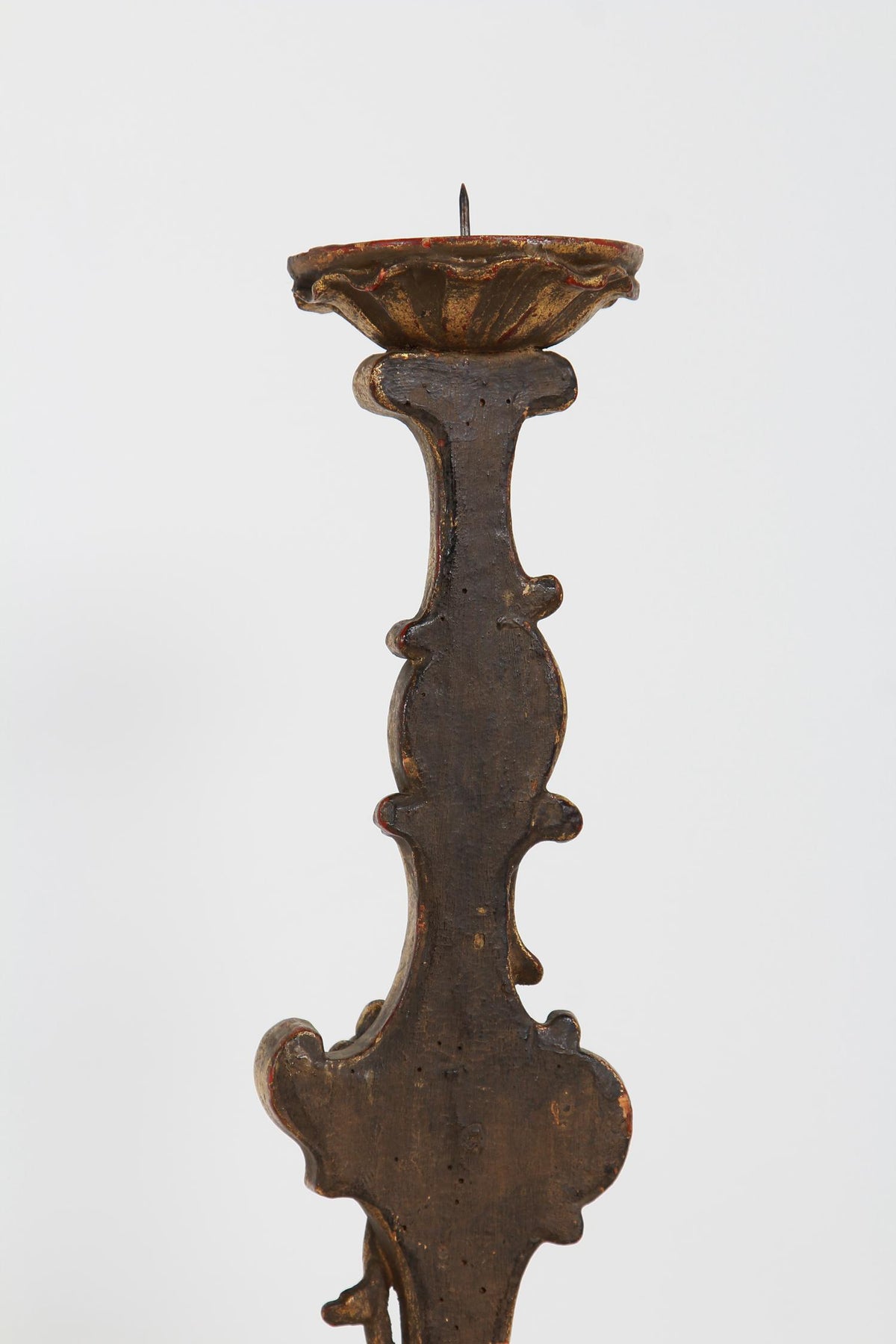 Italian 18thC Carved Wood Baroque Candlestick