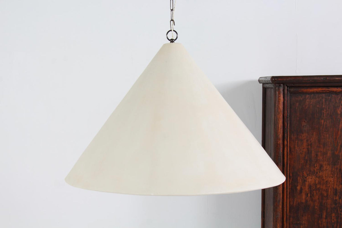 Unique Artisan XL Cone Limestone Hanging  Pendant