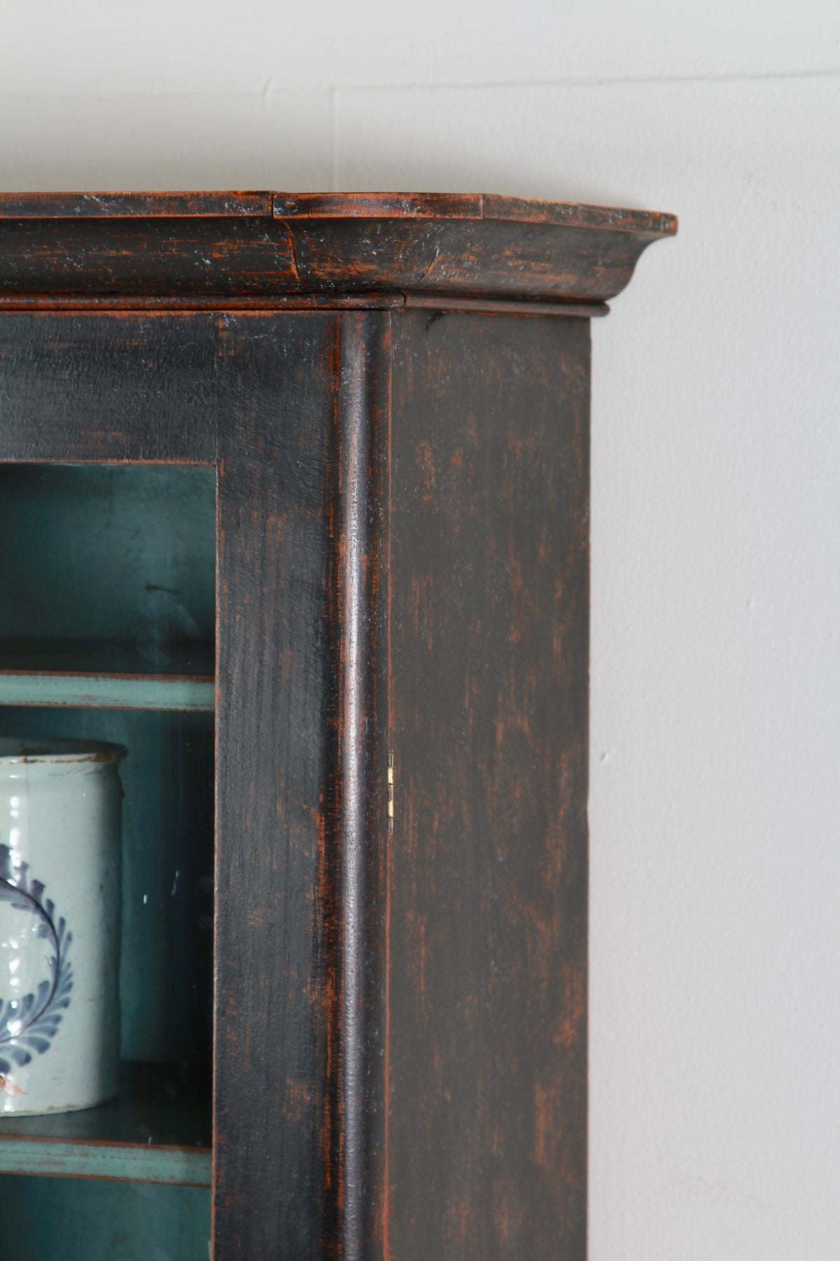 Elegant Swedish 19thC Glazed Bookcase in Dramatic Black Paint