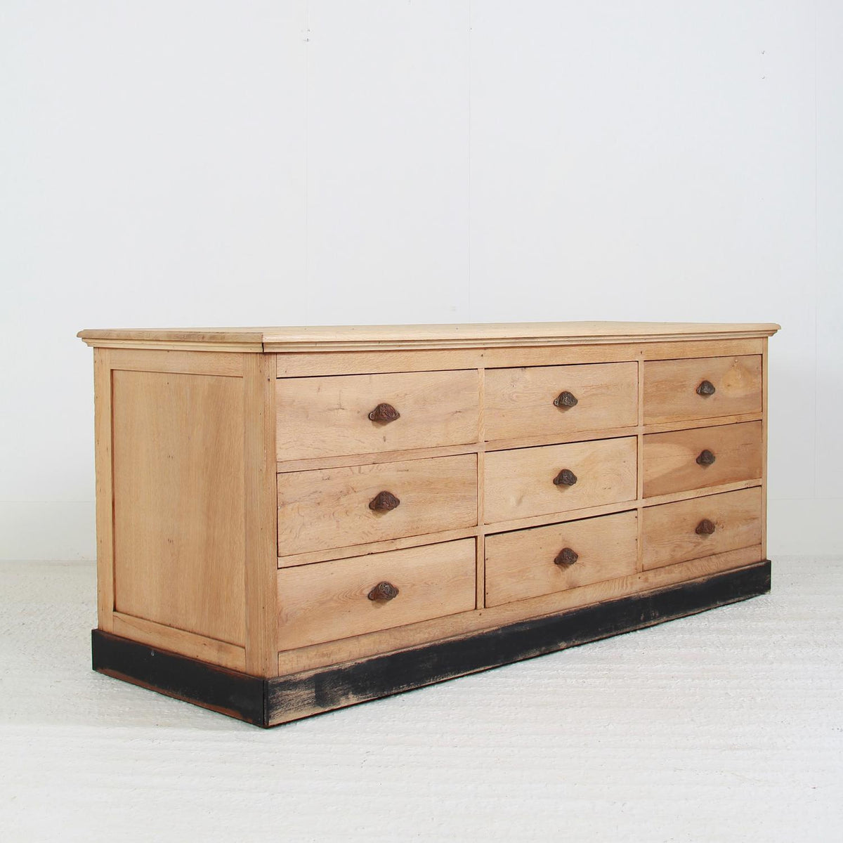 Outstanding French 20thC Bleached Oak Bank of Drawers