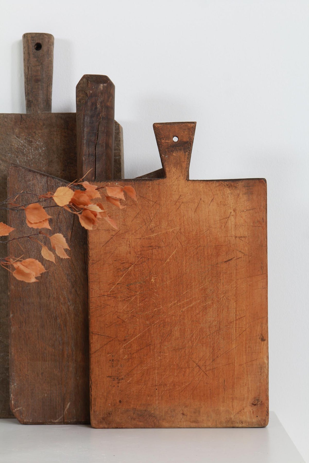COLLECTION OF THREE FRENCH 19THC WOODEN CHOPPING/CUTTING BOARDS