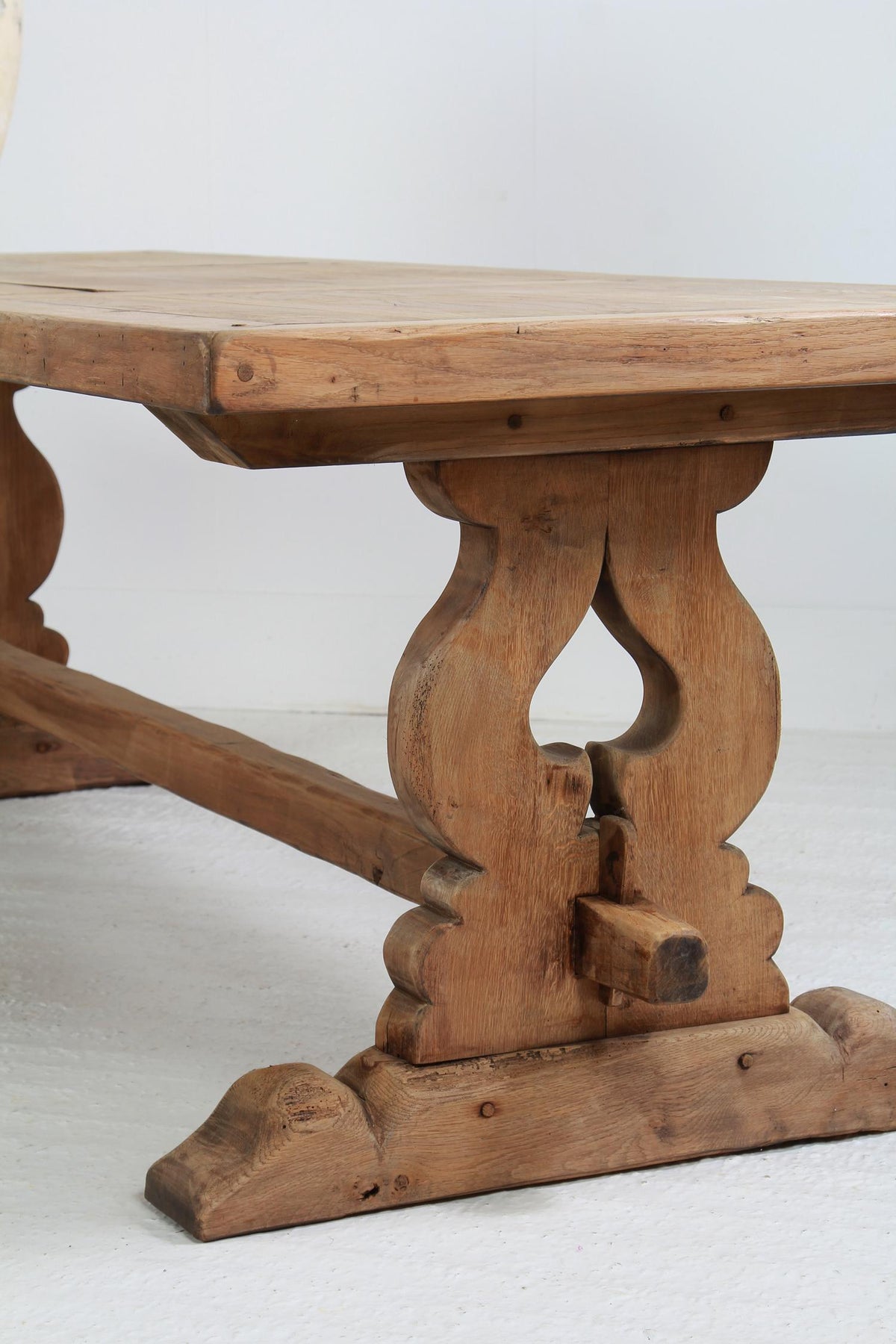 French 20thC  Grand Scale Bleached Oak Dining  Table