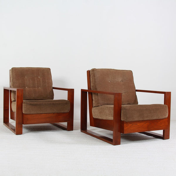 Huge Pair Of Italian Constructivist Teak Lounge Chairs – Anton & K