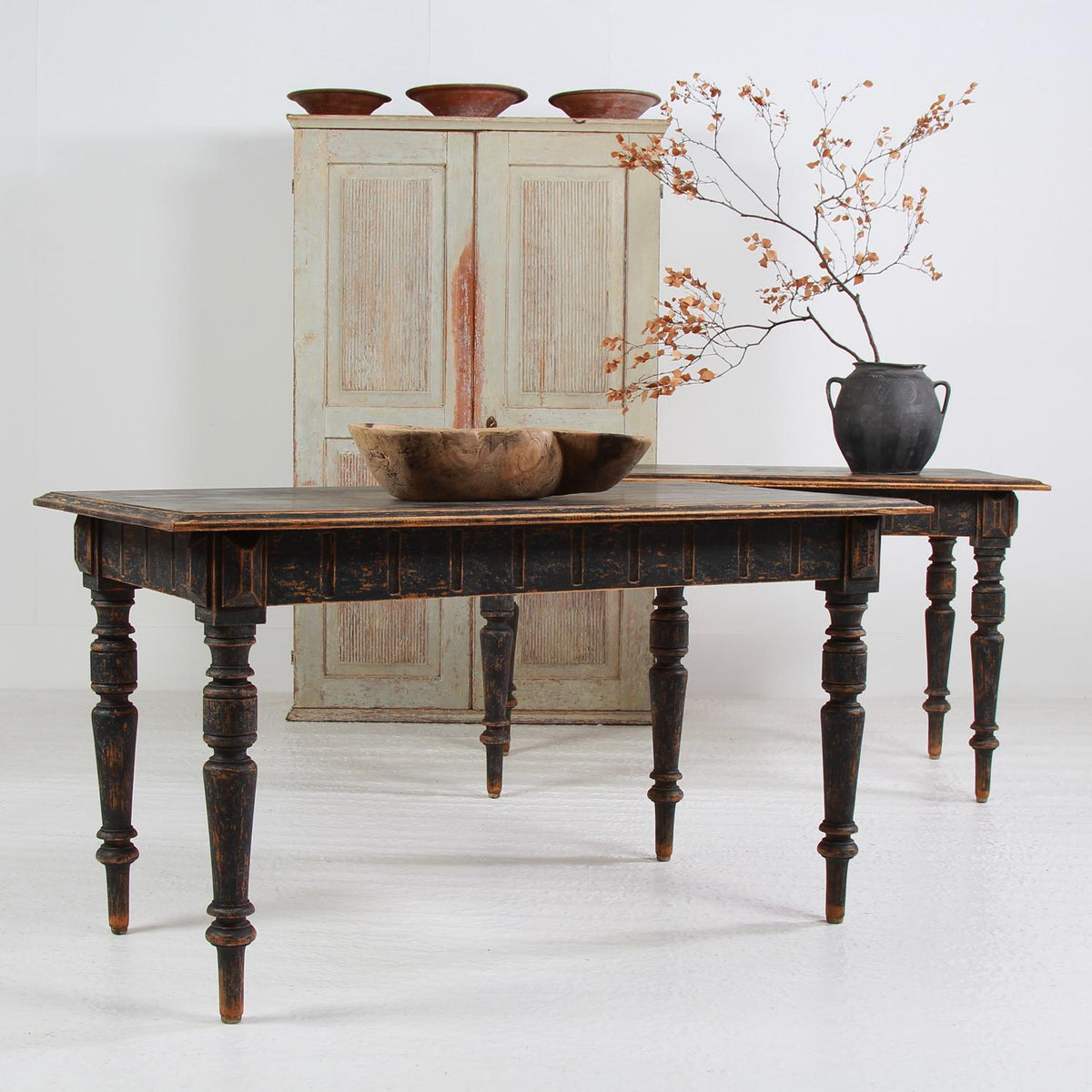 Interesting Pair of Swedish Late 19thC Console Tables