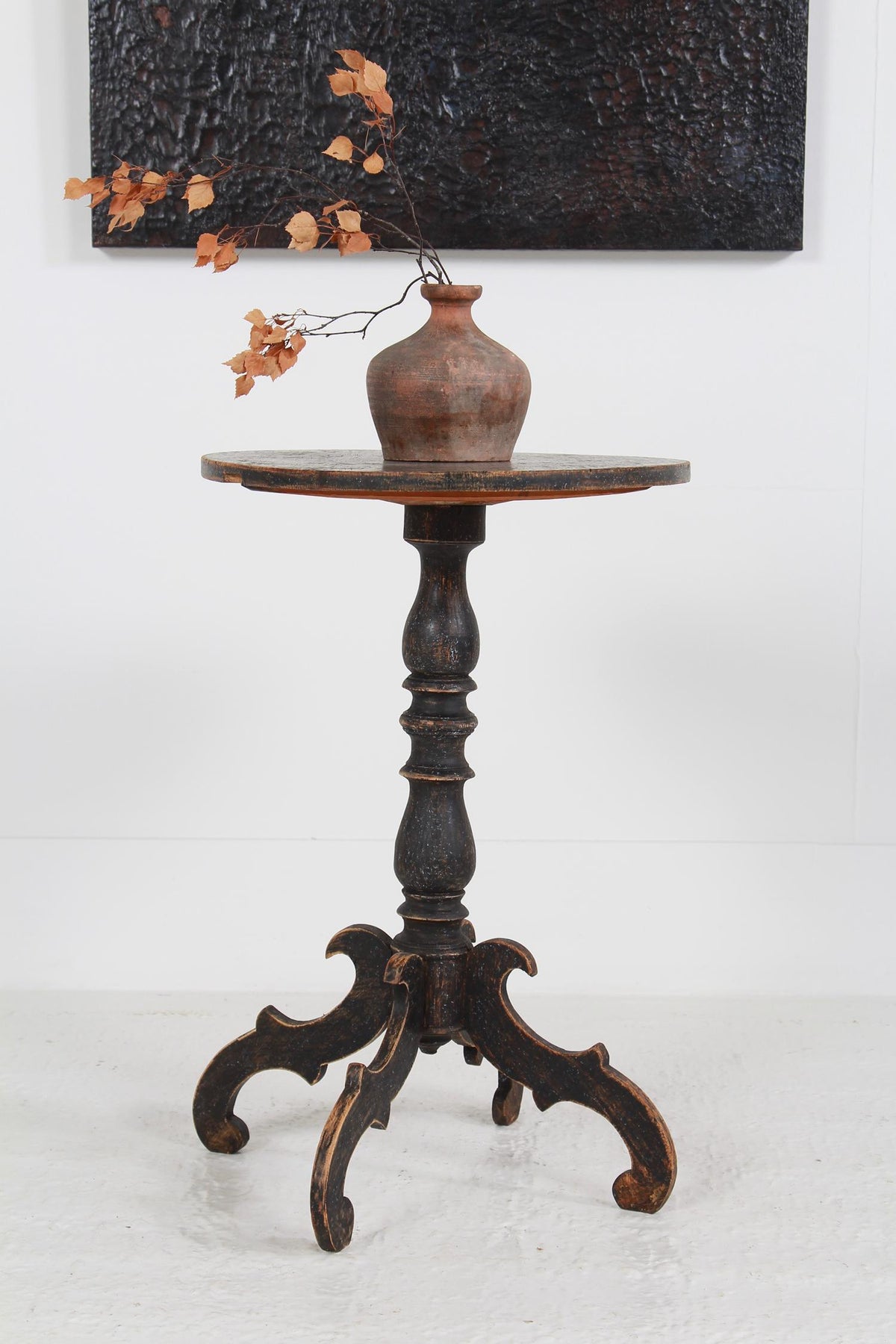 A Late 19thC Swedish Pedestal Lamp/Side Table