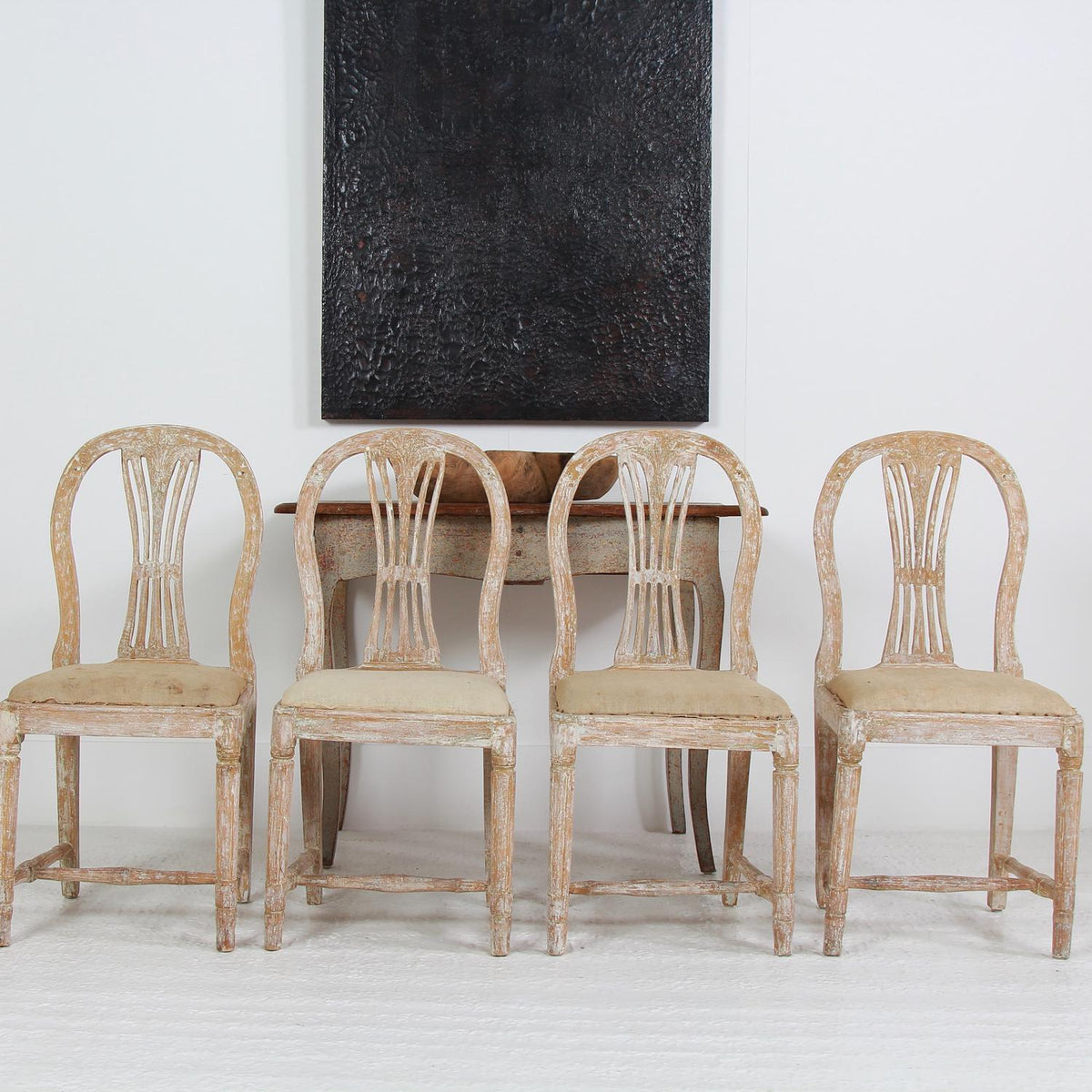 Set of Four 19th Century Swedish Wheat Sheaf Dining Chairs
