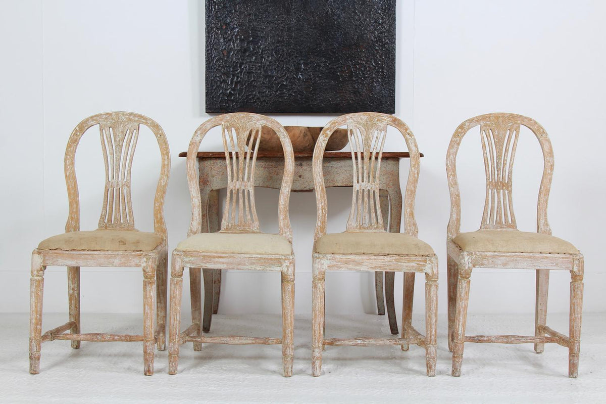 Set of Four 19th Century Swedish Wheat Sheaf Dining Chairs