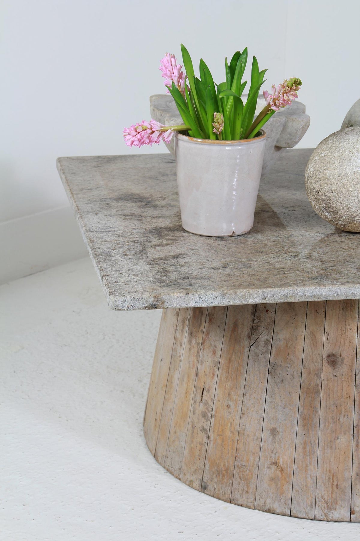 Quirky Marble and Wood Pedestal Coffee Table Anton & K