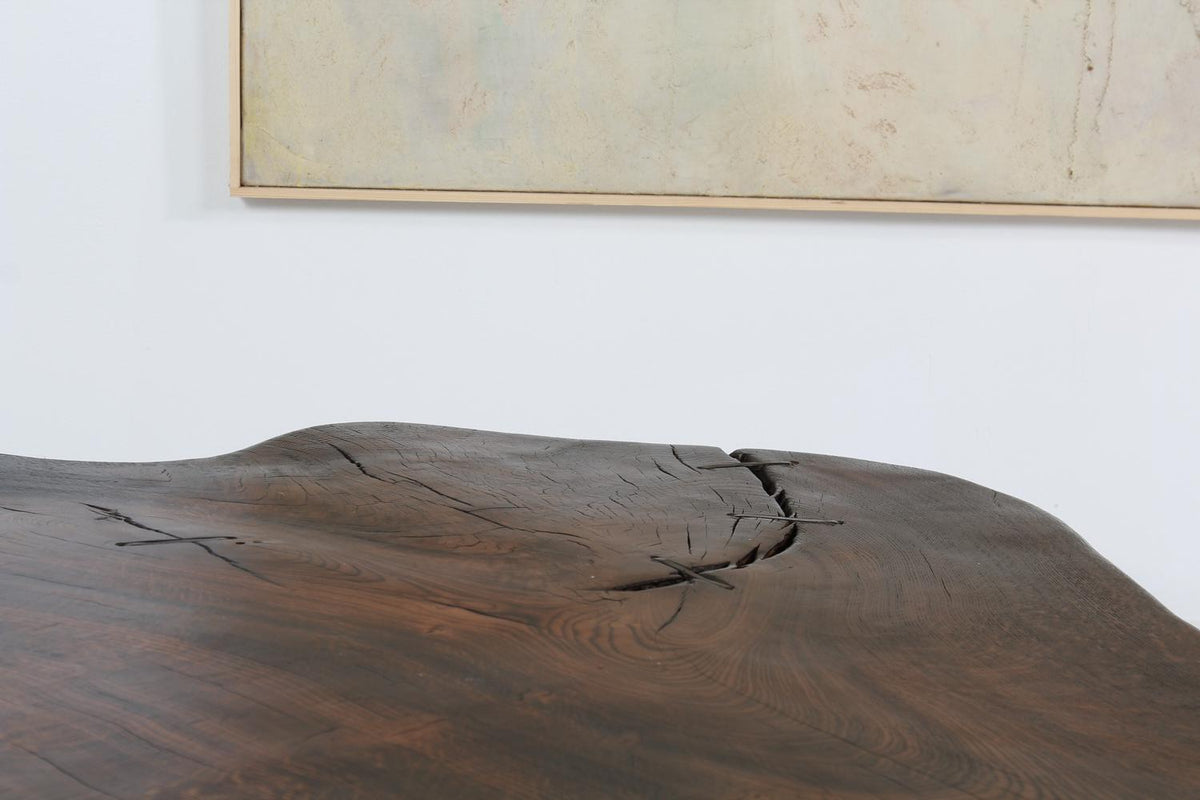 Magnificent huge SCULPTURAL ARTISAN OAK BURNT WOOD COFFEE TABLE.PRICE ON REQUEST