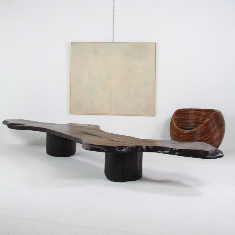 Magnificent huge SCULPTURAL ARTISAN OAK BURNT WOOD COFFEE TABLE.PRICE ON REQUEST