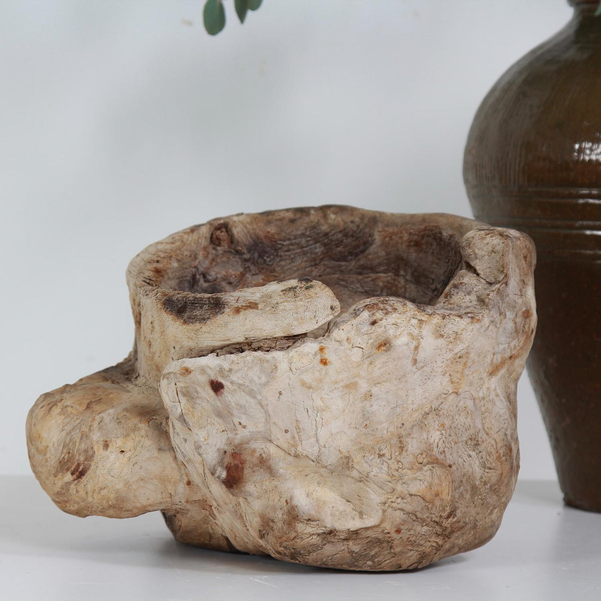 Primitive Swedish Gnarly Root Bowl with Great Patina