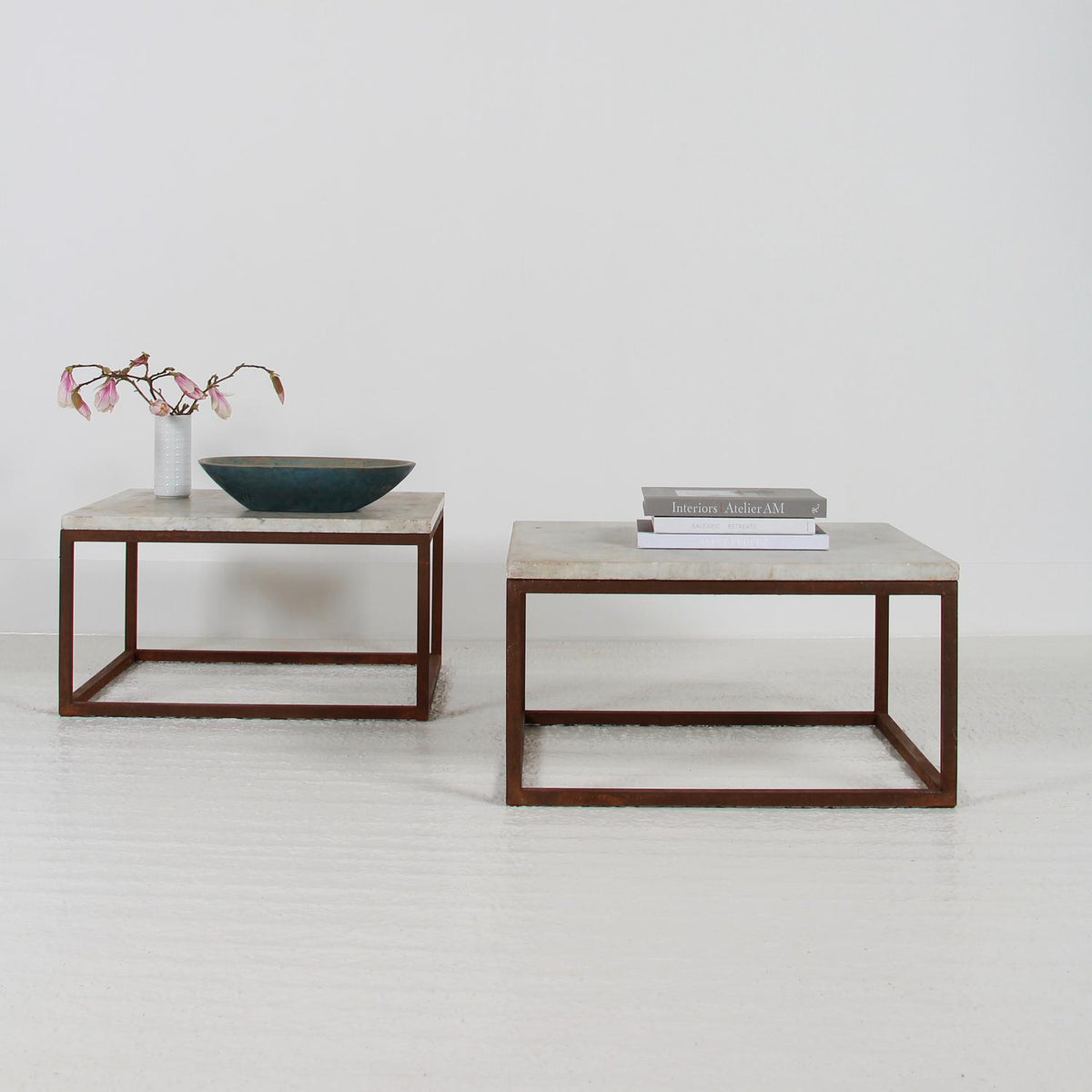 Stylish Artisan Metal and Marble Coffee Tables