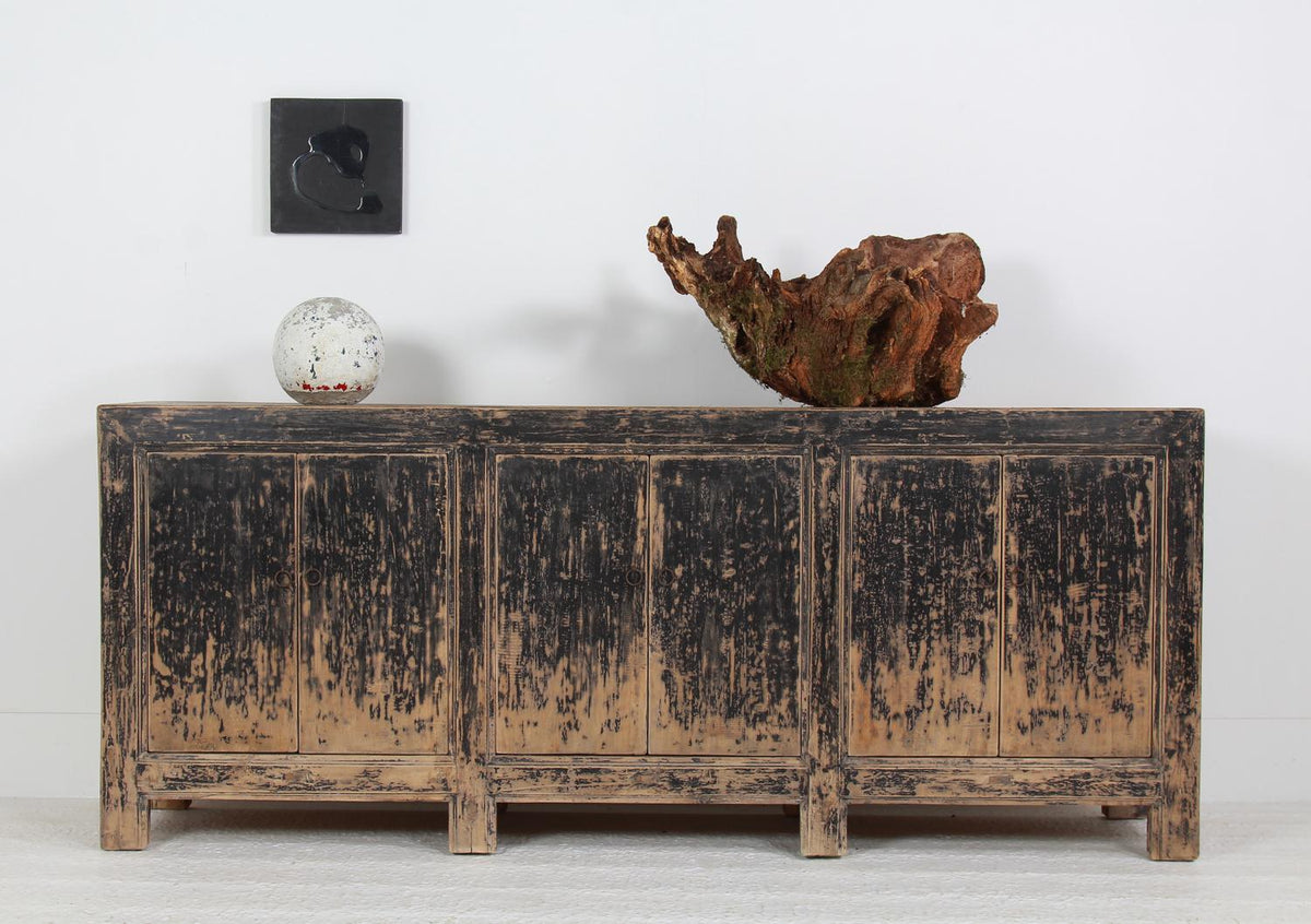 GRAND SCALE RUSTIC COUNTRY ELM PROVINCIAL SIDEBOARD