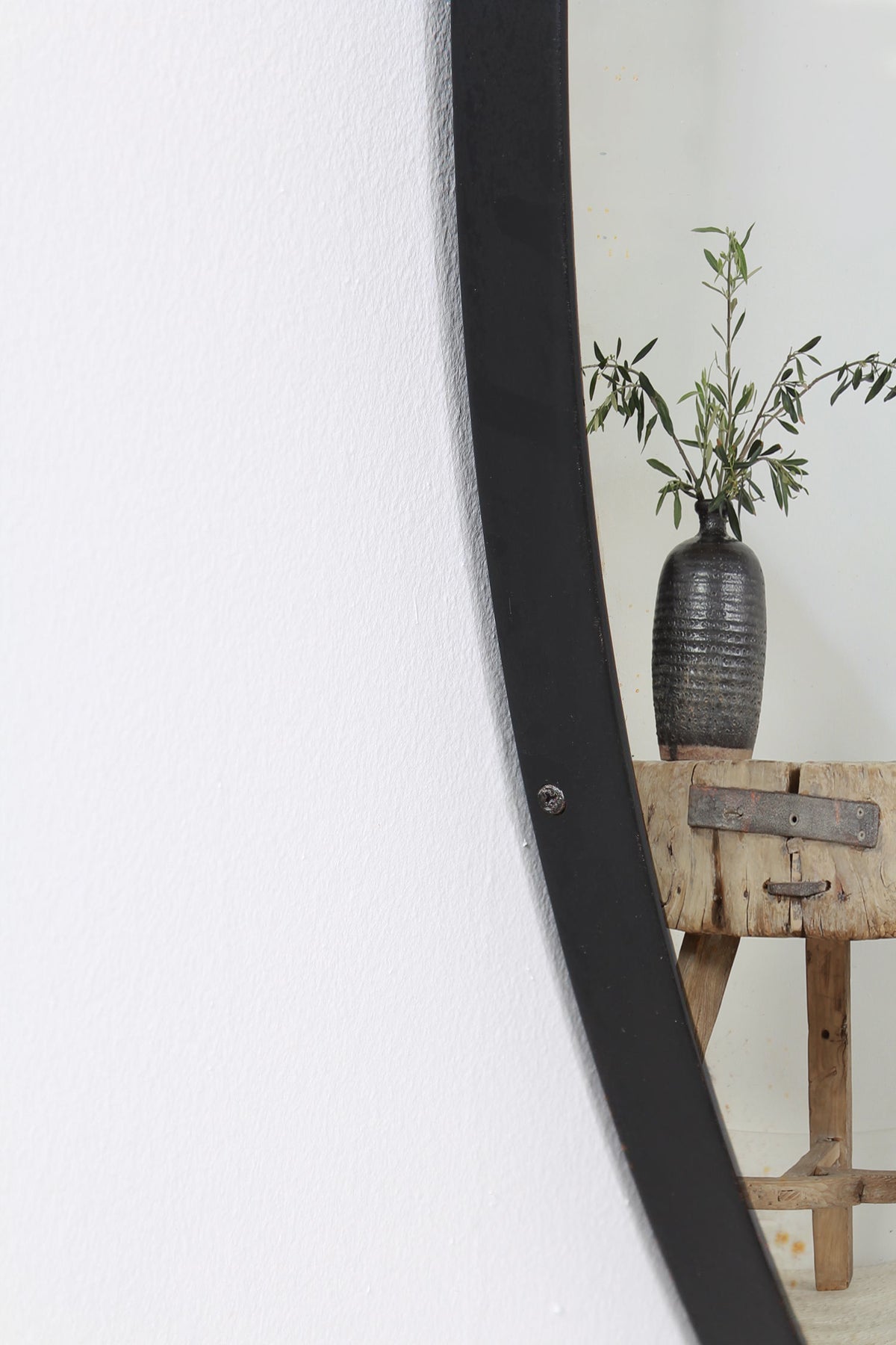 Stunning Modern Contemporary  Convex Mirror with Black Steel Frame